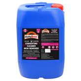 Blue container of AutoBros converting iron remover on a white background