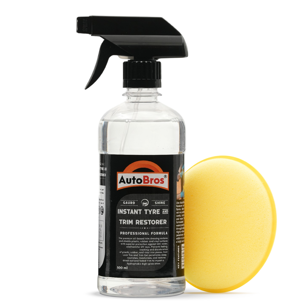 Spray bottle labeled 'AutoBros' with a yellow buffer on a white background