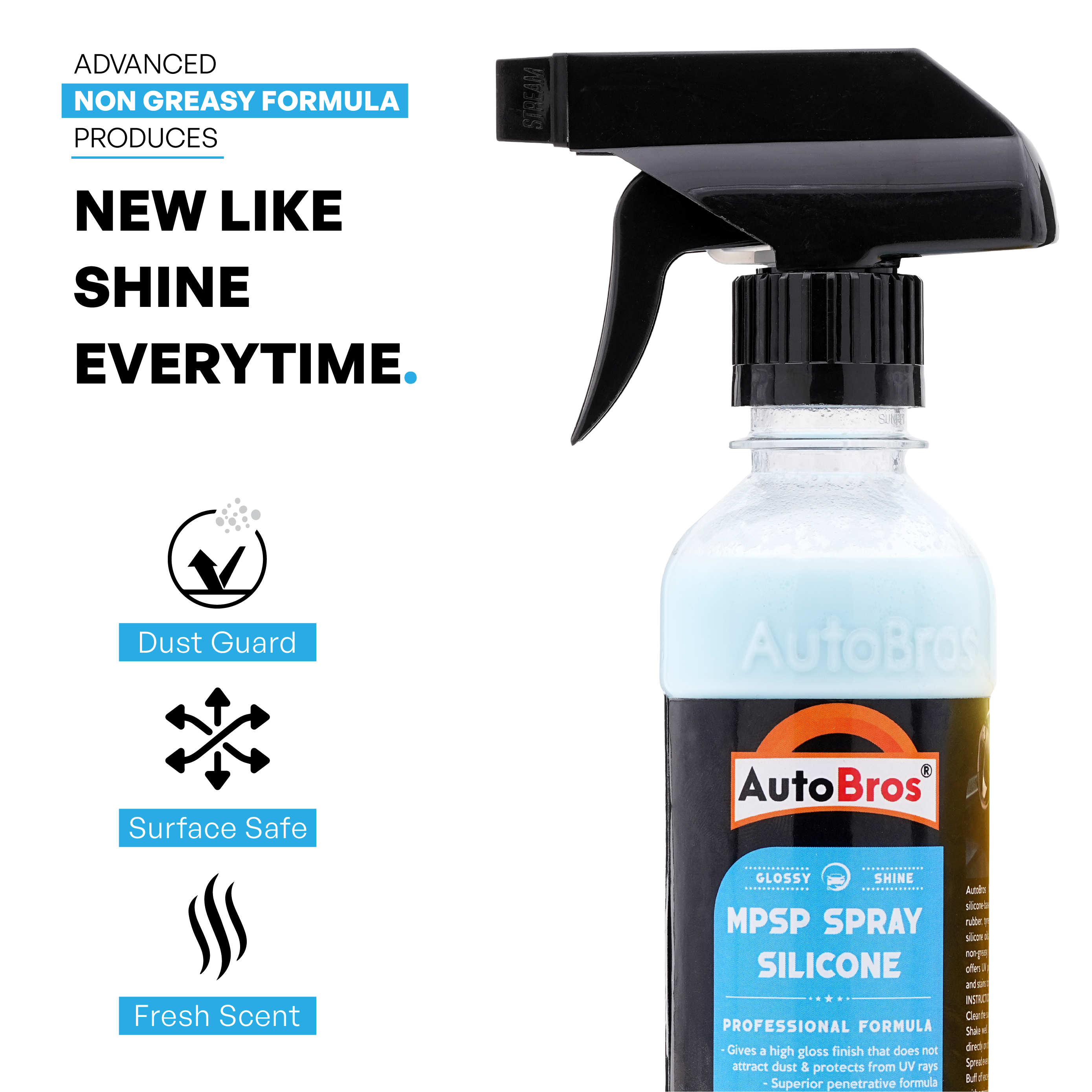Autobros MSPP Spray Silicone bottle with black spray nozzle on a white background