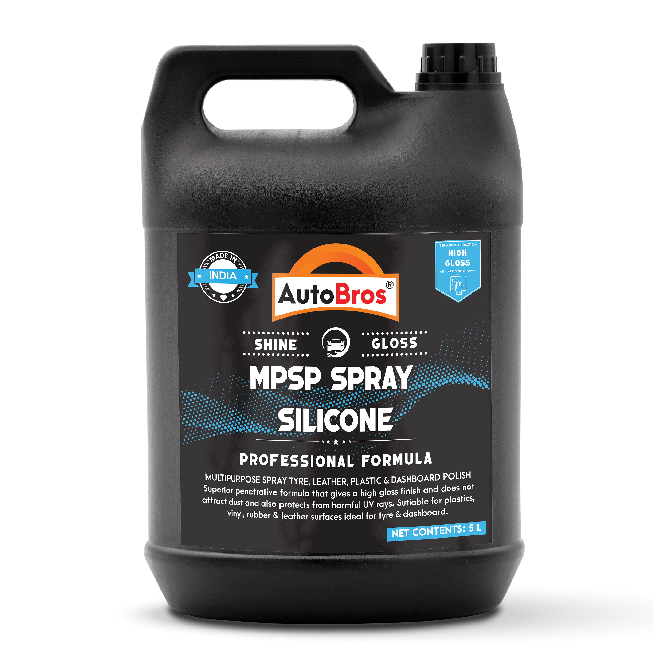 Black bottle of AutoBros MSPP Spray Silicone with a white background