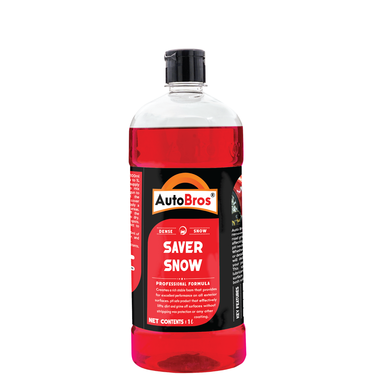 A bottle of Auto Bros Saver Snow foaming shampoo for vehicle cleaning.