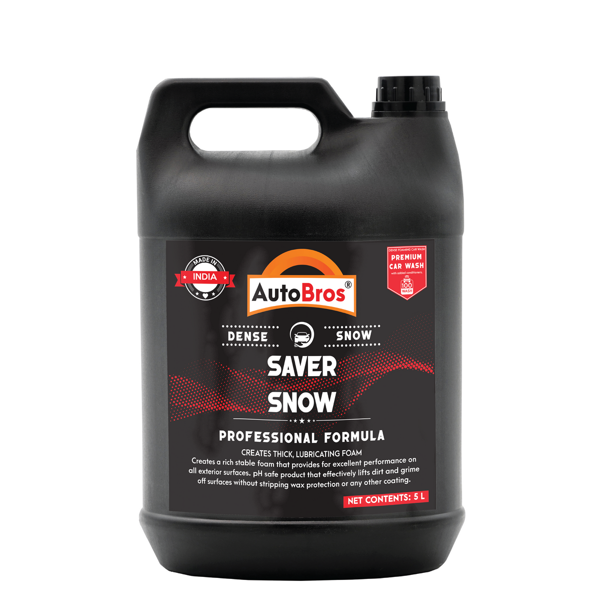 A bottle of Auto Bros Saver Snow foaming shampoo for vehicle cleaning.